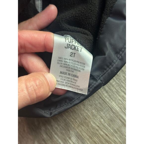 Members Mark Hooded Puffer Jacket Black Gray Ombre Toddler Size 2 - Picture 6 of 6